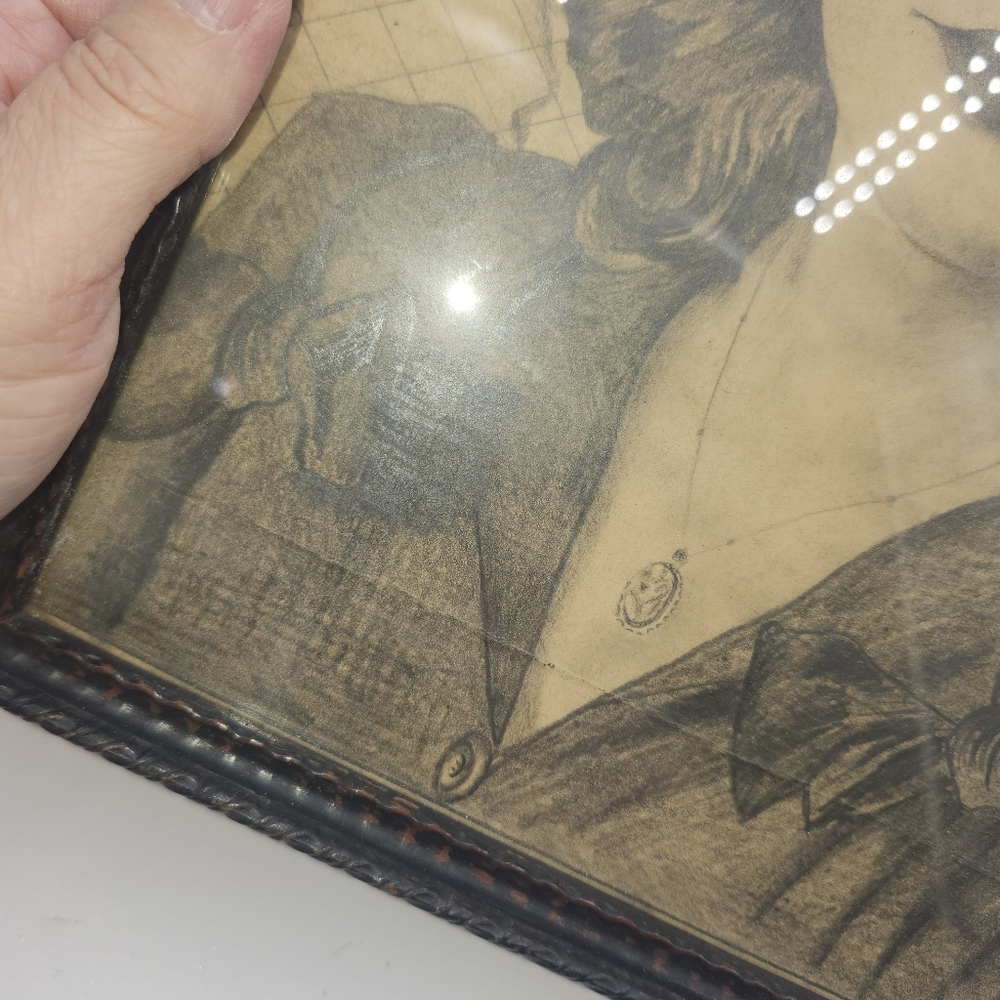 Vintage pencil Original Art work war soldier woman 10" x 13" Unsigned Portrait - Picture 12 of 15